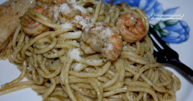 Shrimp And Pesto Spaghetti