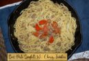 Beef & Pesto Spaghetti With Cherry Tomatoes